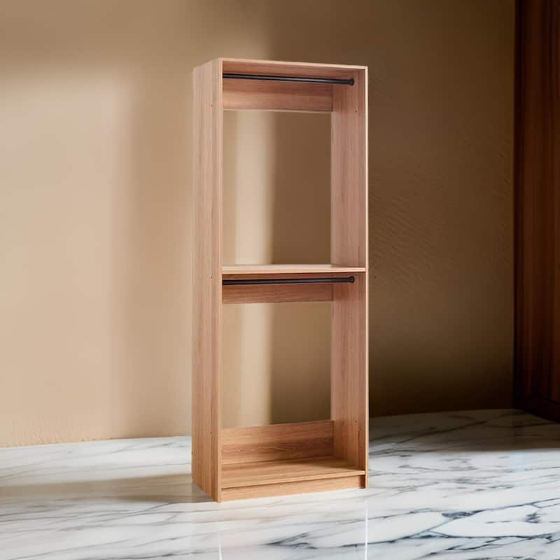 Dee Modular Closet System, 2 Compartments, 2 Hanging Rods, Oak Brown