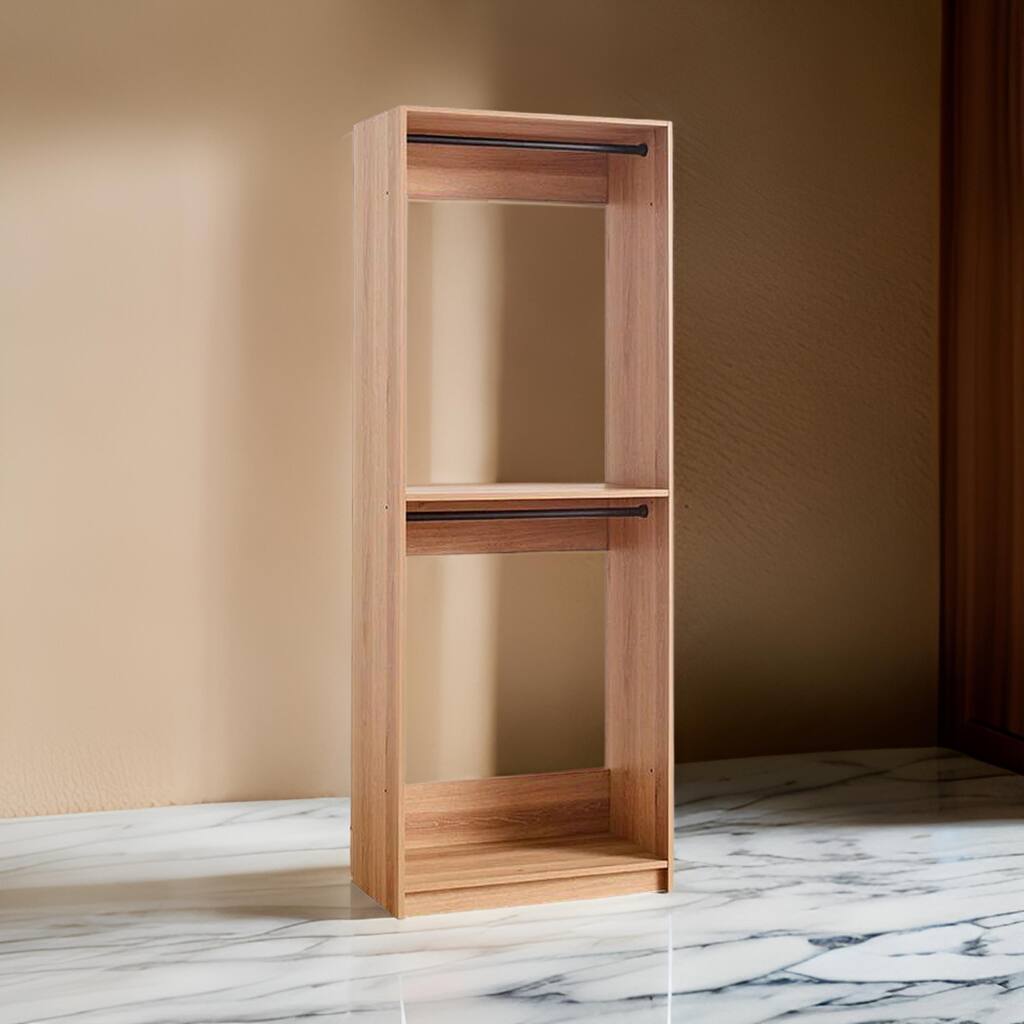 Dee Modular Closet System, 2 Compartments, 2 Hanging Rods, Oak Brown