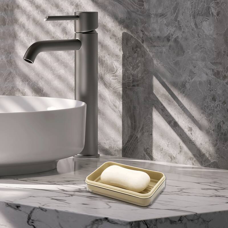 Waterproof with Cover Soap Holder for Bathroom 5.35"x3.54"x2.01" 1 Pc - Gray