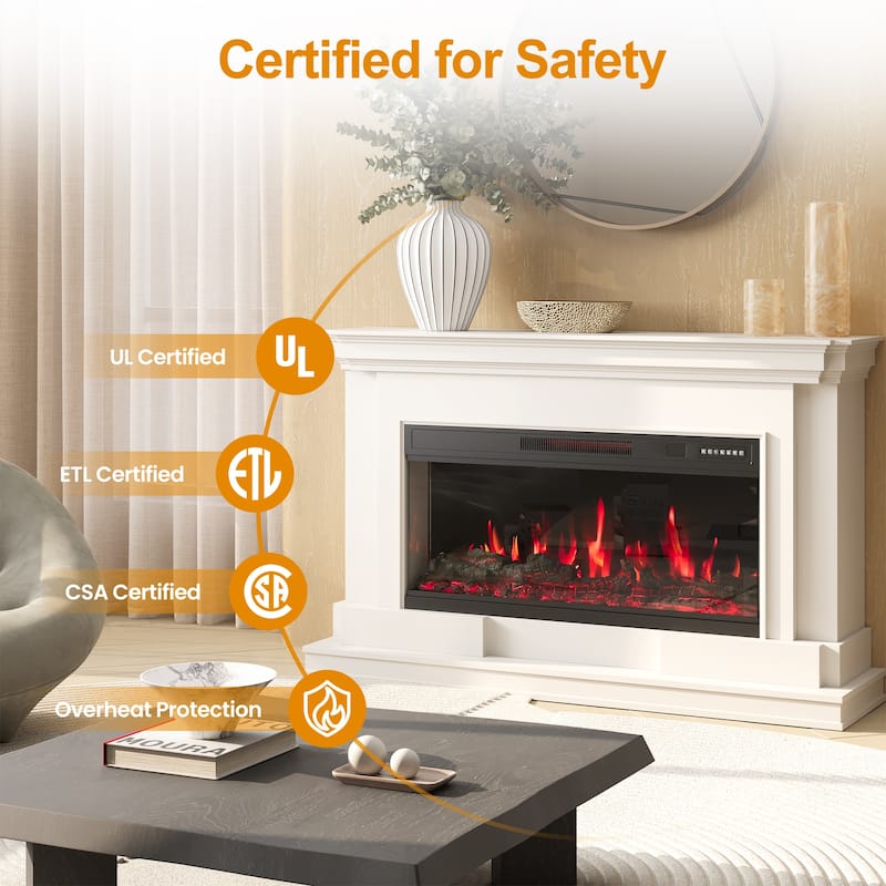 36'' Electric Fireplace with Remote Control