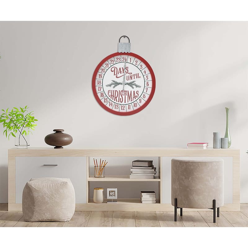 Days Until Christmas Countdown Calendar,Round Wood Wall Decor