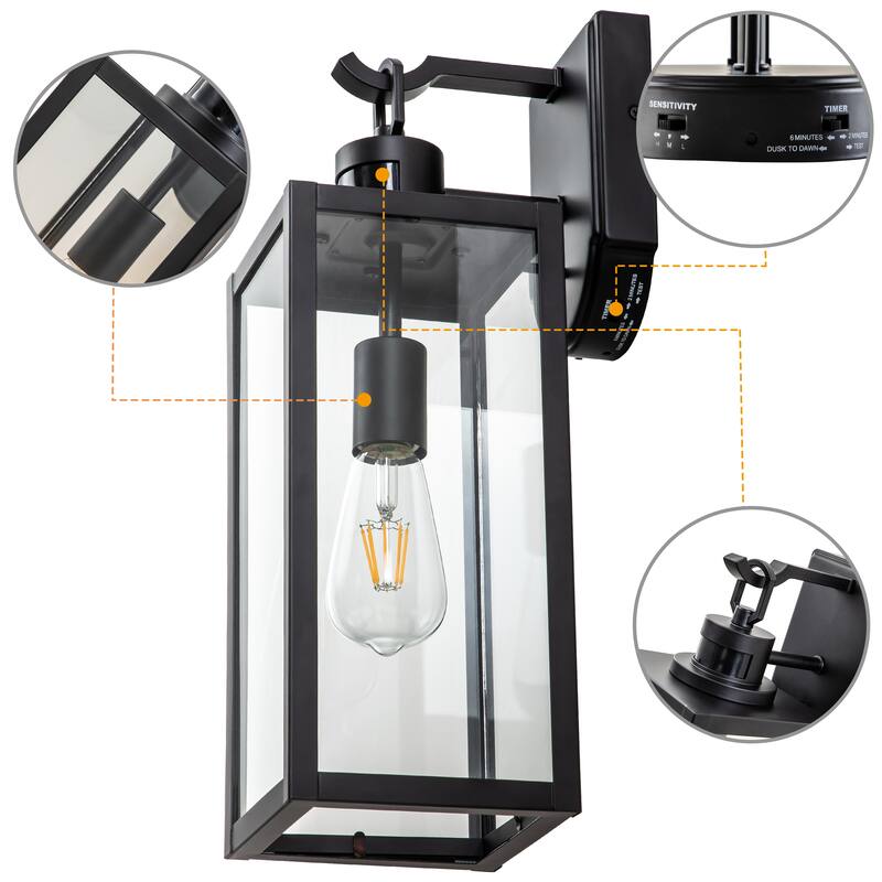 C Cattleya 1-Light Motion Sensor Dusk to Dawn Outdoor Wall Light Sconce with Adjustable Sensitivity and Timer
