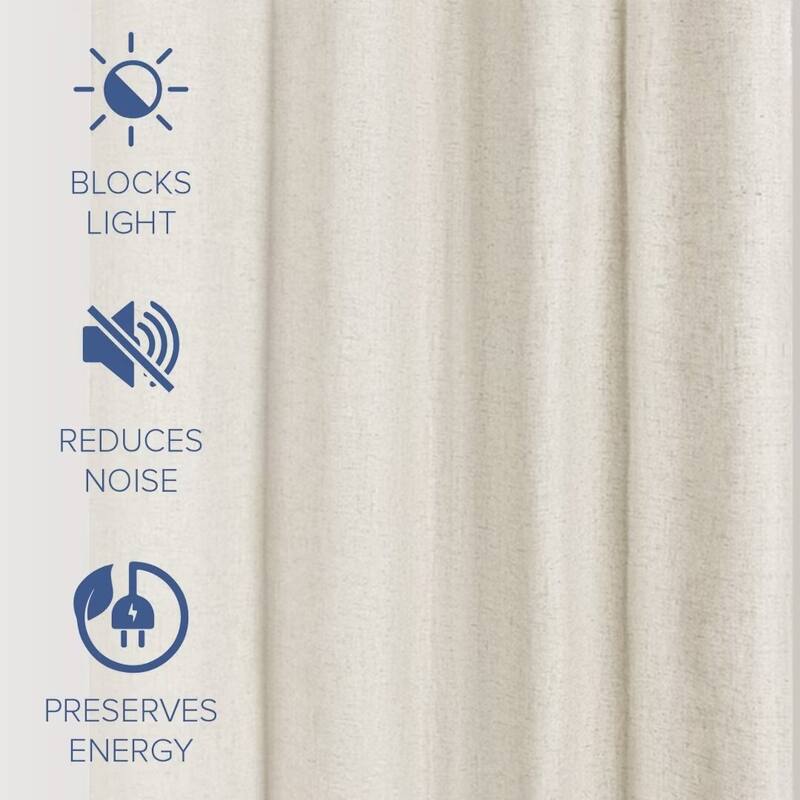 Linen Slub Blackout Grommet Curtain Pair(2 Panels)