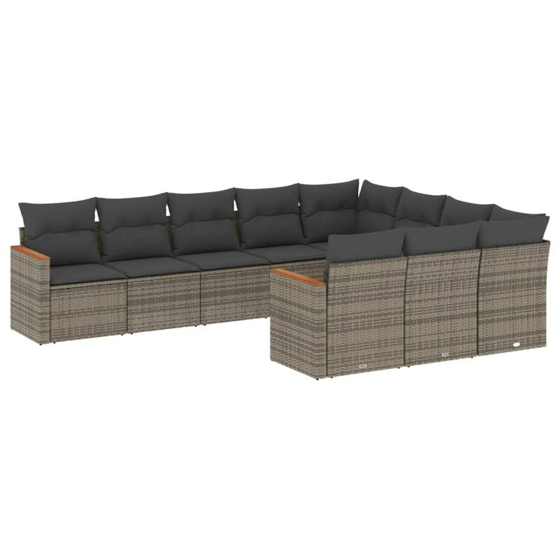 vidaXL Patio Sofa Set with Cushions Outdoor Conversation Furniture Poly Rattan