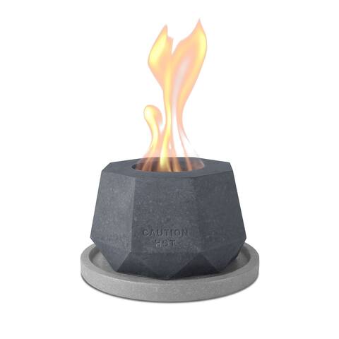 Kante Octagonal Portable Concrete Rubbing Alcohol Tabletop Fire Pit w/ Metal Extinguisher and Gray Base, Ethanol Fireplace