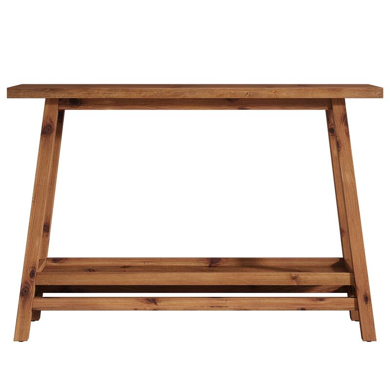 Solid Wood Console Table, 2-Shelf Entryway Table with Storage, Behind Couch Sofa Table Hallway Foyer Accent Table