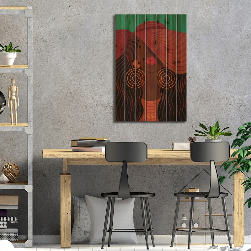 Sunhat Print On Wood by Taku Creates - Multi-Color