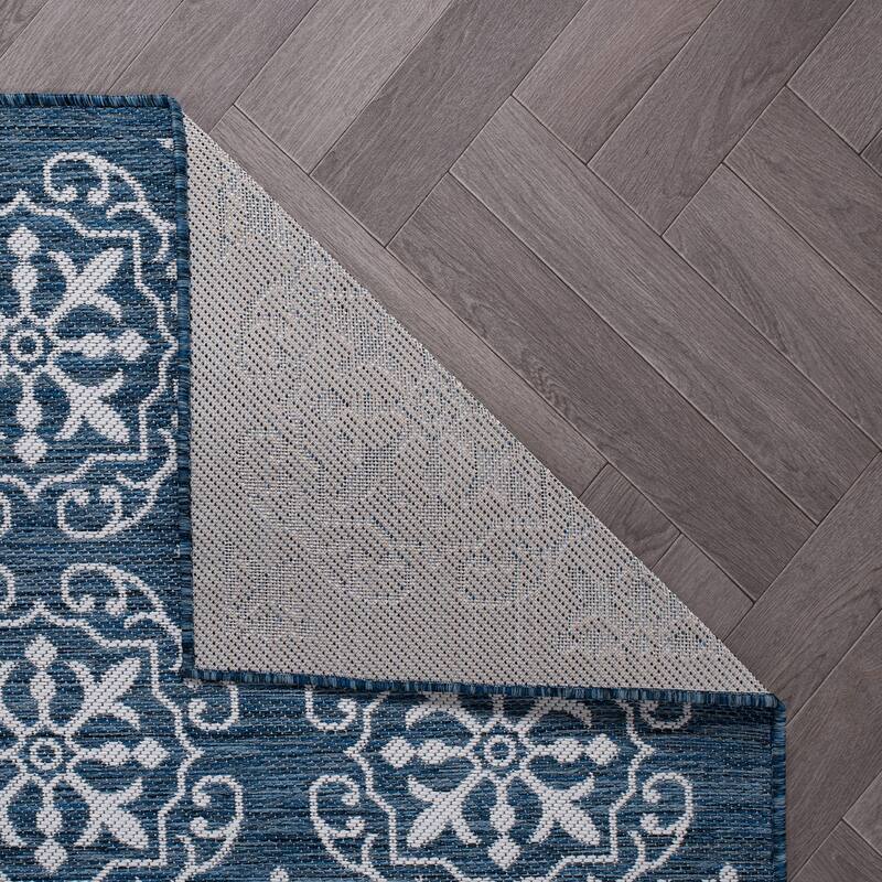 World Rug Gallery Transitional Geometric Textured Flat Weave Indoor/Outdoor Area Rug