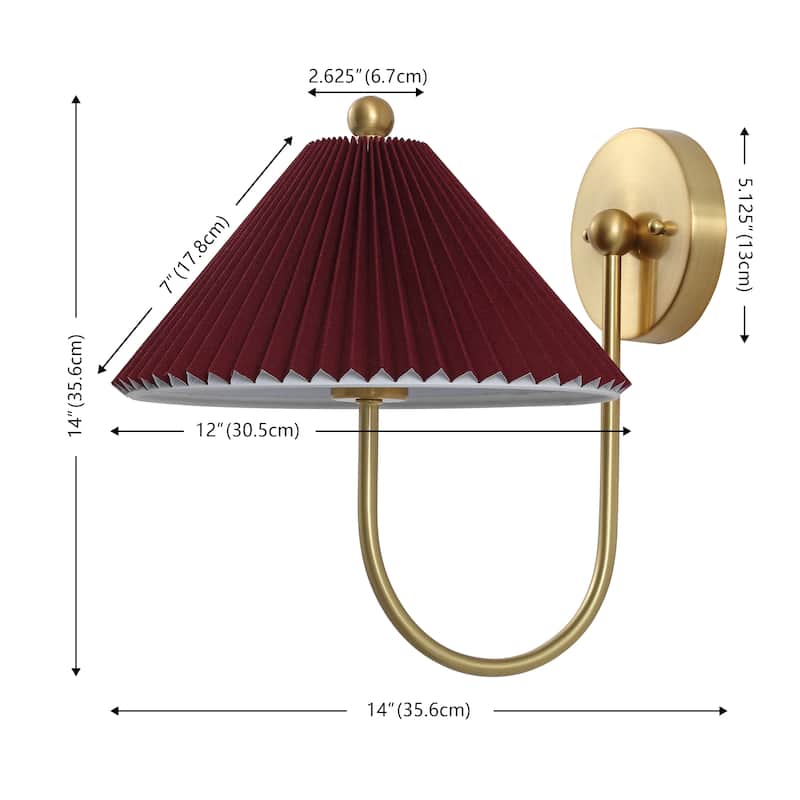 SAFAVIEH Chrissy 14-inch Fabric & Metal Wall Sconce (Set of 2) - 14"W x 12"D x 14"H