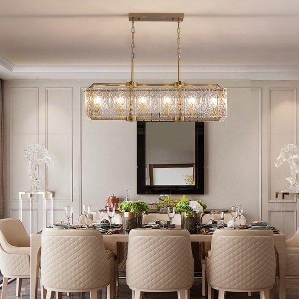 40 in. Linear Modern Crystal Chandeliers 16 Light Brass Gold Rectangular Chandelier for Dining Living Room Kitchen Island