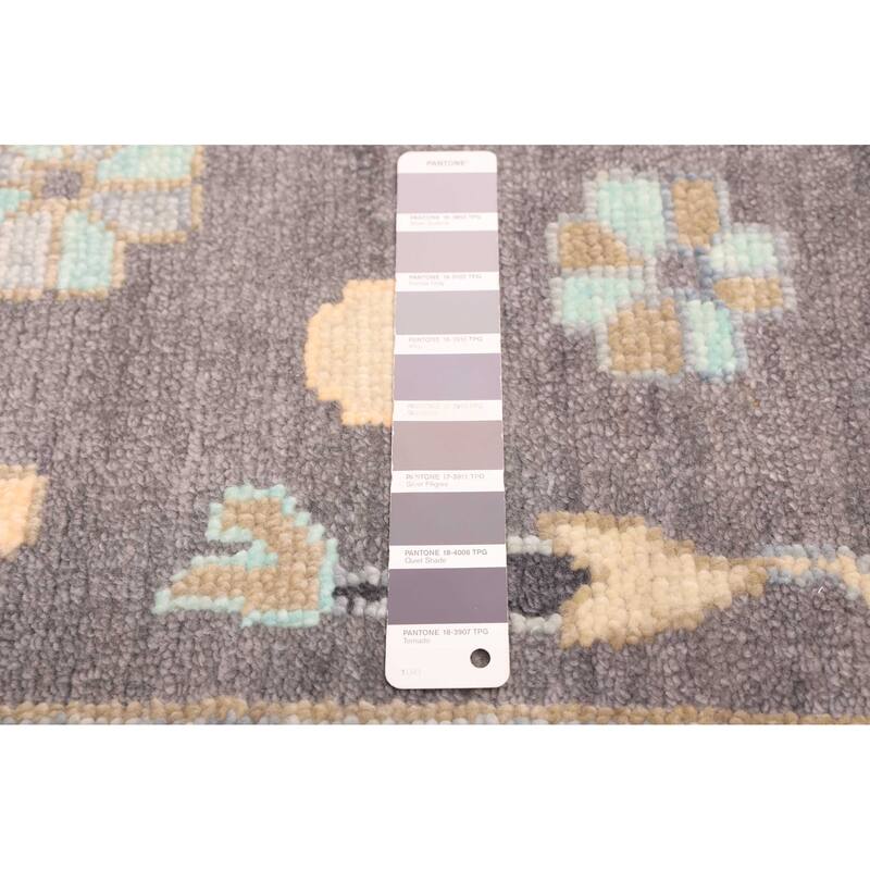 ECARPETGALLERY Hand-knotted Modern Oushak Dark Grey Wool Rug - 10'1 x 14'1