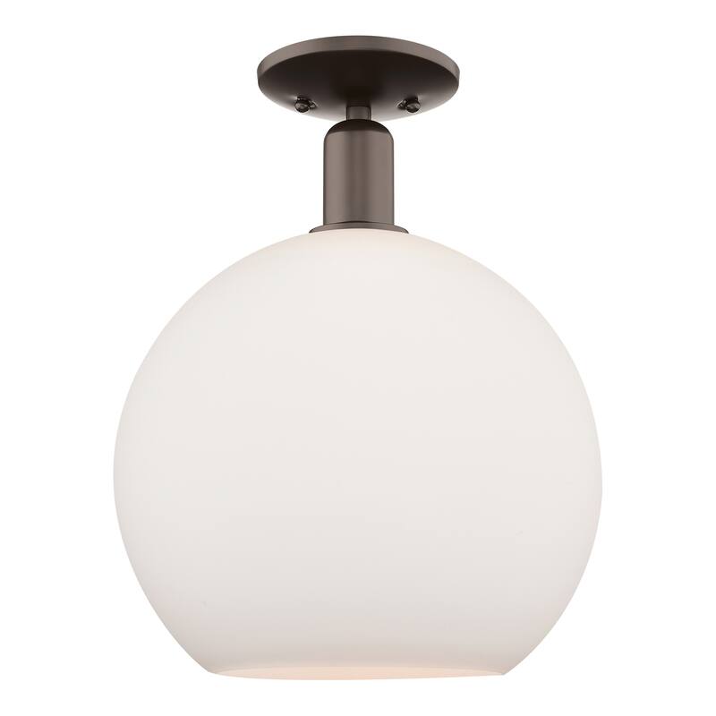 Innovations Lighting Endless Possibilities Arcadia - Athens - 1 Light 12" Semi-Flush Mount - Oil Rubbed Bronze/Matte White
