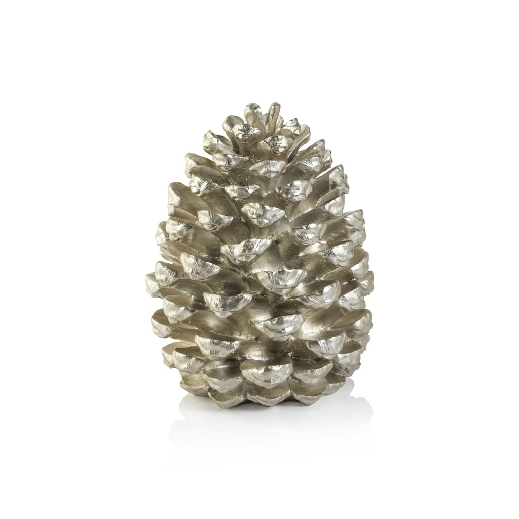 Silver Decorative Pinecone Figurine, 14"