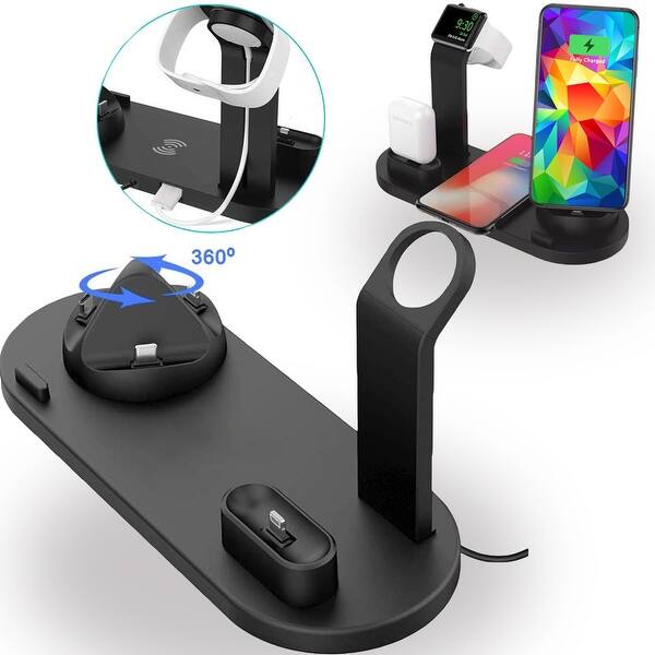 Shop Noir Nightstand Charging Dock Rotating Smartphone Dock Iwatch Earpod Charging Usb C Microusb Ios Connector Incl Overstock 30417997