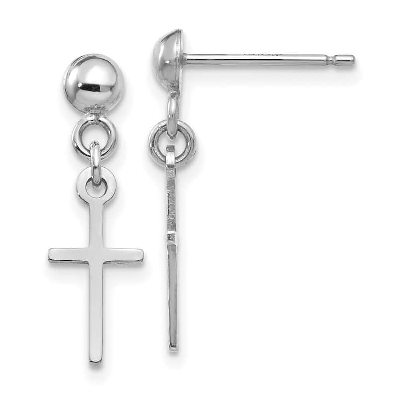 Curata 14k White Gold 20.5x6mm Polished Cross Dangle Post Earrings