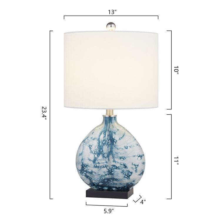 Maxax 23" Bedside Blue Glass Table Lamp
