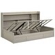 preview thumbnail 10 of 12, Twin Storage Bookcases Platform Bed wUSB Charging Station, LIGHT GREY