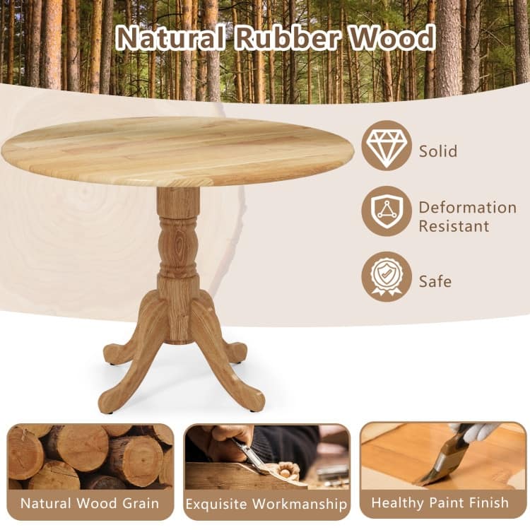 Rubber Wood Round Dining Table with Curved Legs and Adjustable Foot Pads - 40 x 40 x 29 inch (L x W x H)