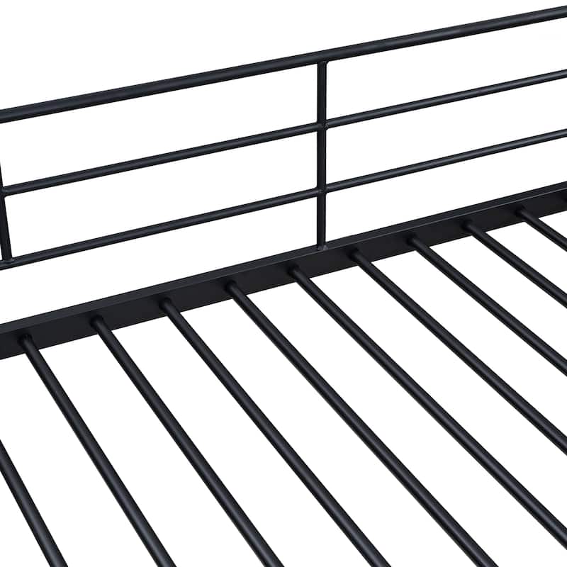 Black Twin over Twin Size Metal Bunk Bed with Lateral Storage Ladder and Wardrobe for Kids, Boys and Girls