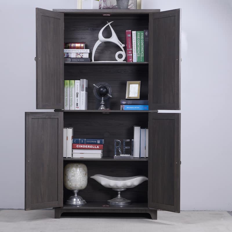 Display sideboard buffet with 4 Acrylic Mirrored doors, Adjustable Shelves storage Cabinet for Kitchen, Living Room