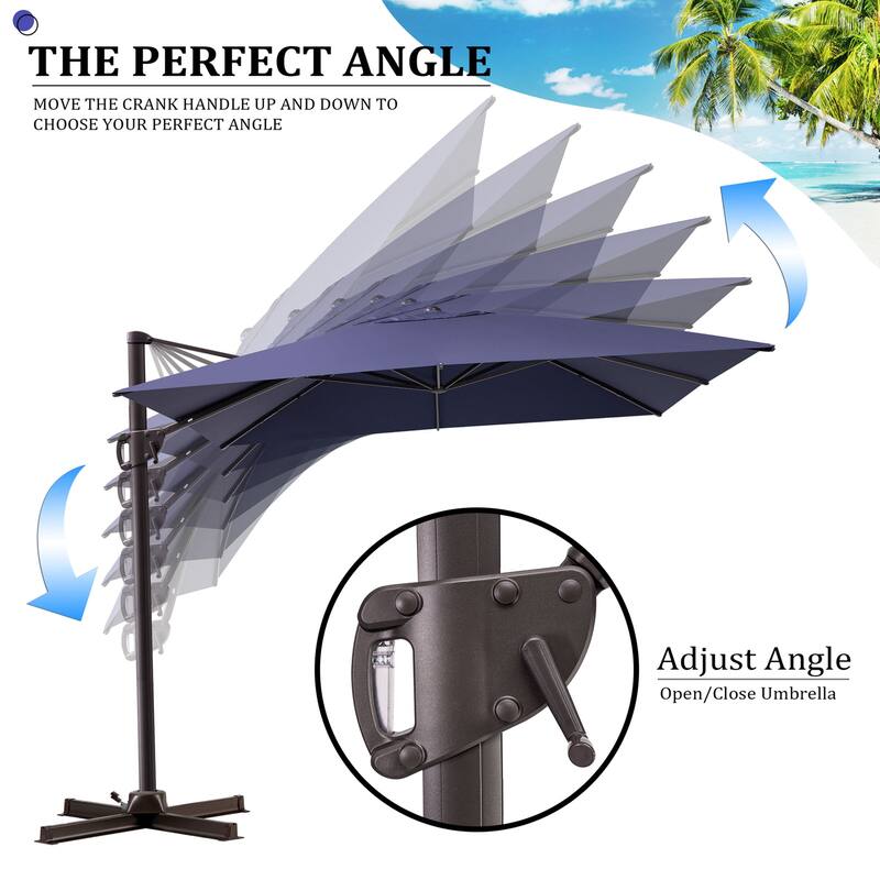 9 FT x 11 FT Outdoor Patio Cantilever-Offset Umbrella with Rod Base