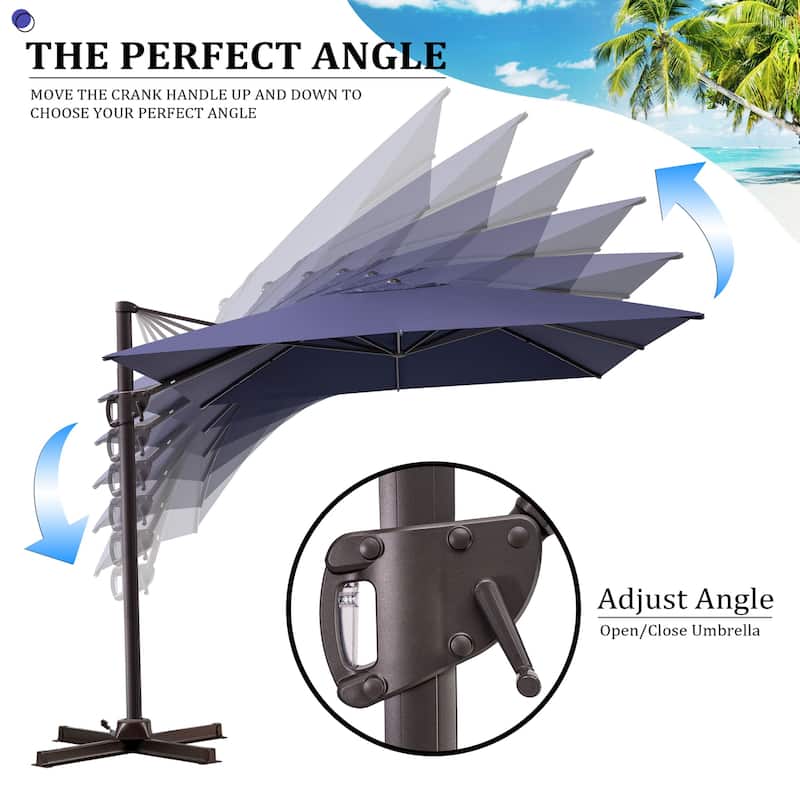Pellebant 9 FT x 11 FT Outdoor Cantilever-Offset Umbrella with Premium Base Stand