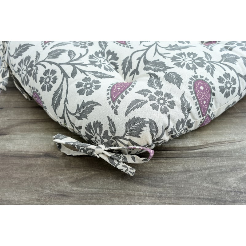 Handmade Floral Cotton Dinning Chair Seat Cushions Pads 16’’x16’’ - 3’’ Thick With Ties (Set of 2)