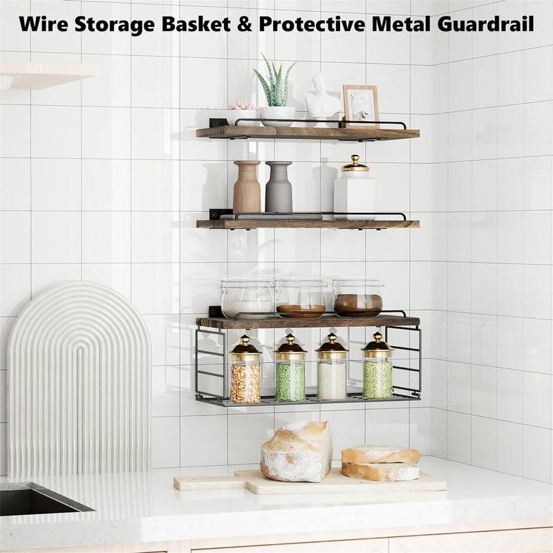 Floating Bathroom Shelves Over Toilet - 5.9"D x 16.2"W x 5.9"H