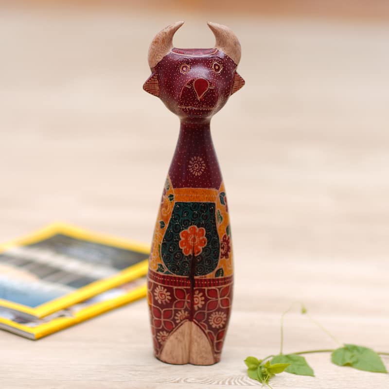 Novica Handmade Unique Deer Wood Sculpture