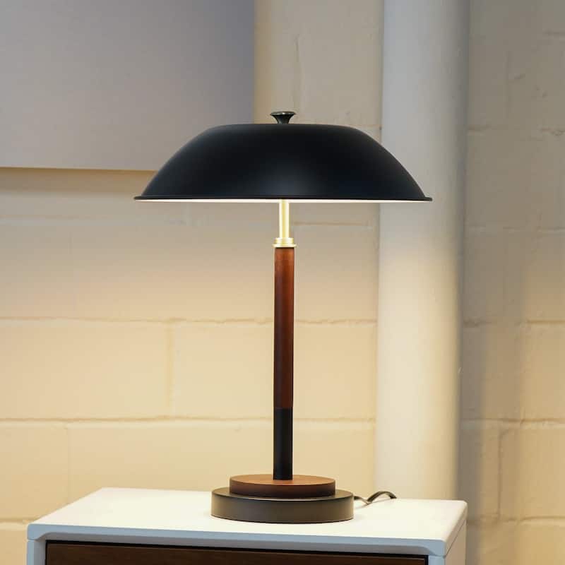 High Quality Modern Bed Side nightstand Decorative Led Table/desk Lamp, Black Umbrella Shaped Table Lamp - Walnut - Bronze 110V - Black