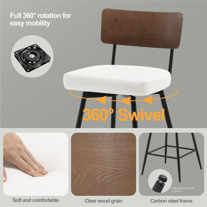 26"/ 29" Faux Leather Swivel Counter/ Bar Stools Set of 2/3