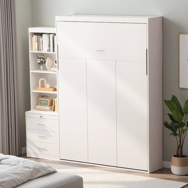 Full Vertical Murphy Bed, Shelf & Drawers, Space-Saving, Gas Struts ...