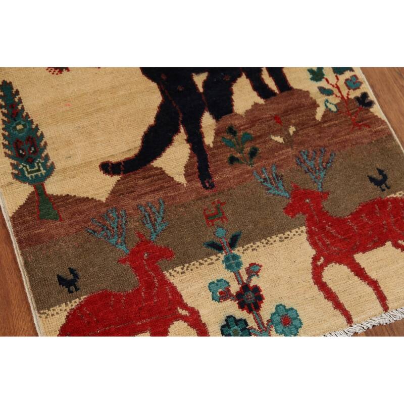 Animals Design Kazak Accent Rug Hand-Knotted Wool Carpet - 2'1"x 2'10"