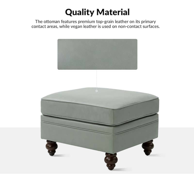 Irene Contemporary Genuine Leather Water Resistant Ottoman by HULALA HOME