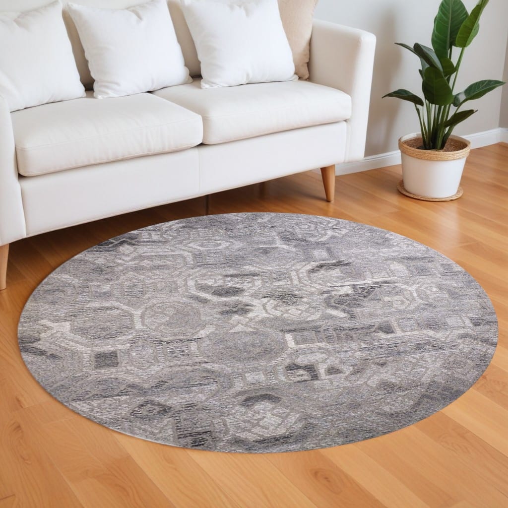 Modern Geometric Arrangement Round Rug - 8' Round