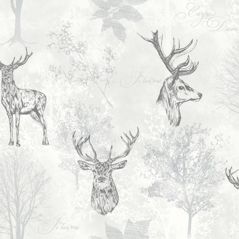 Arthouse Gilbert Black Etched Stag Wallpaper