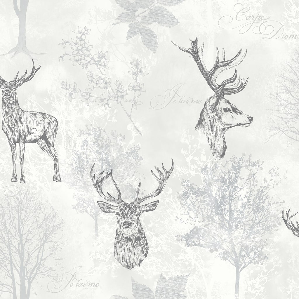Arthouse Gilbert Black Etched Stag Wallpaper