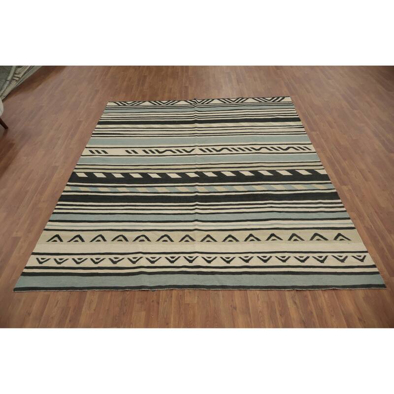 Hand Woven Oriental 100% Wool Carpet Southwestern Tribal Multi-Colored Kilim Area Rug - 10' 0'' X 8' 3''