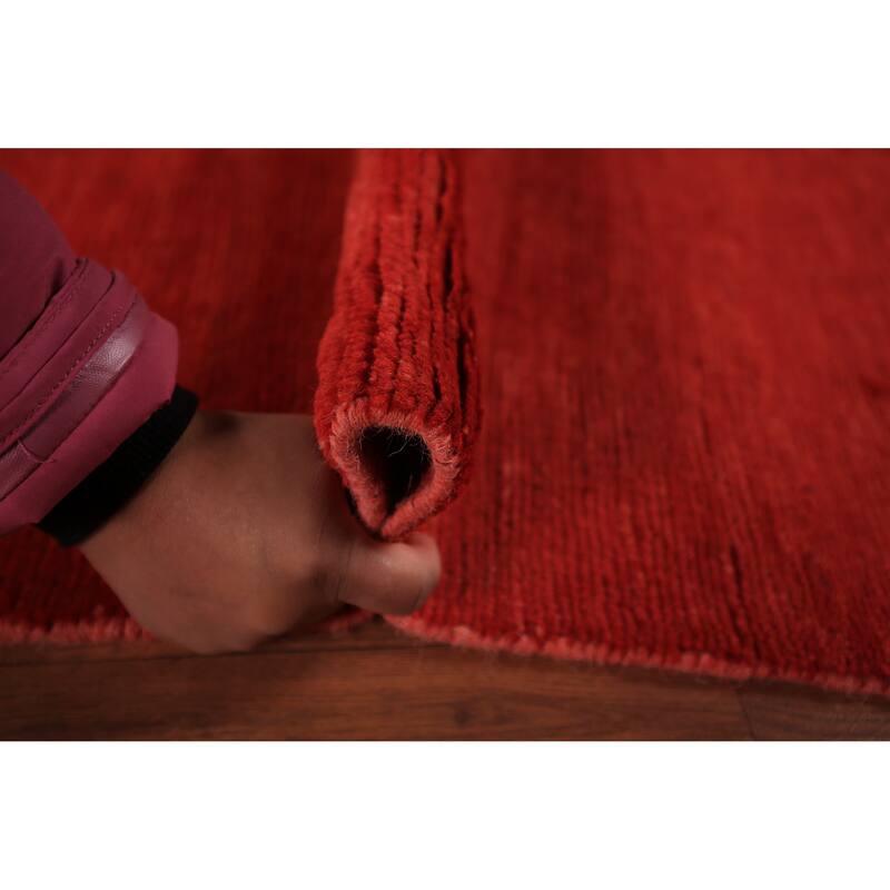 Modern Red Gabbeh Oriental Area Rug Handmade Wool Carpet - 5'5" x 7'5"