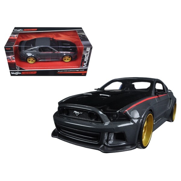 Ford Mustang Street Racer Grey And Black Modern Muscle 1 24 Diecast Model Car By Maisto