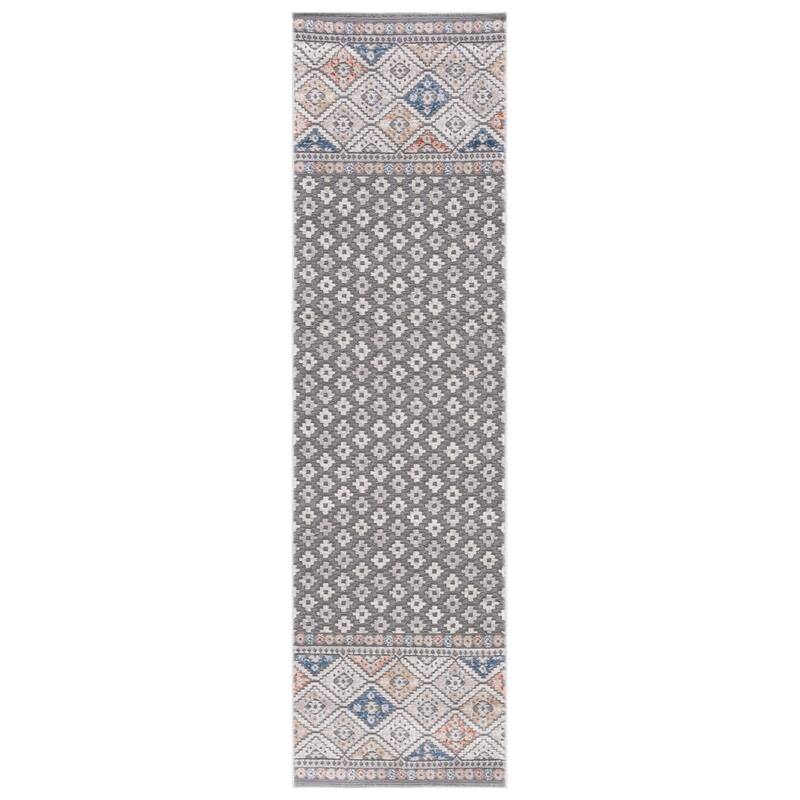 SAFAVIEH Handmade Eternal Sheema Boho Rug - 2'2" x 8' Runner - Grey/Blue Rust