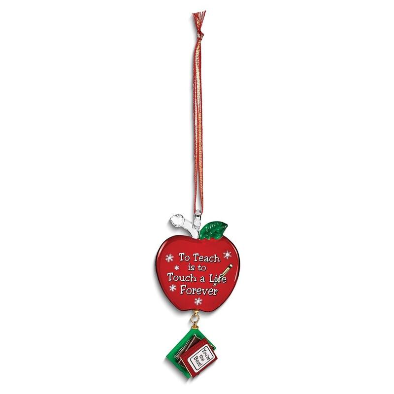 Glass Baron to Teach is to Touch a Life Forever Glass Apple Ornament