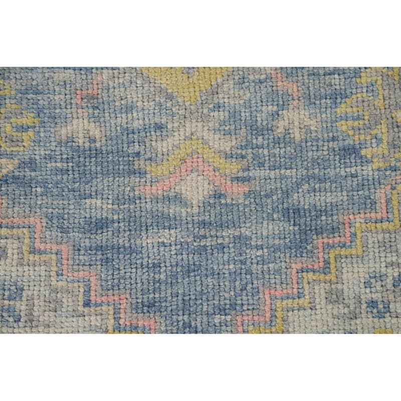 Vegetable Dye Oushak Turkish Runner Rug Handmade Wool Carpet - 3'0"x 11'9"