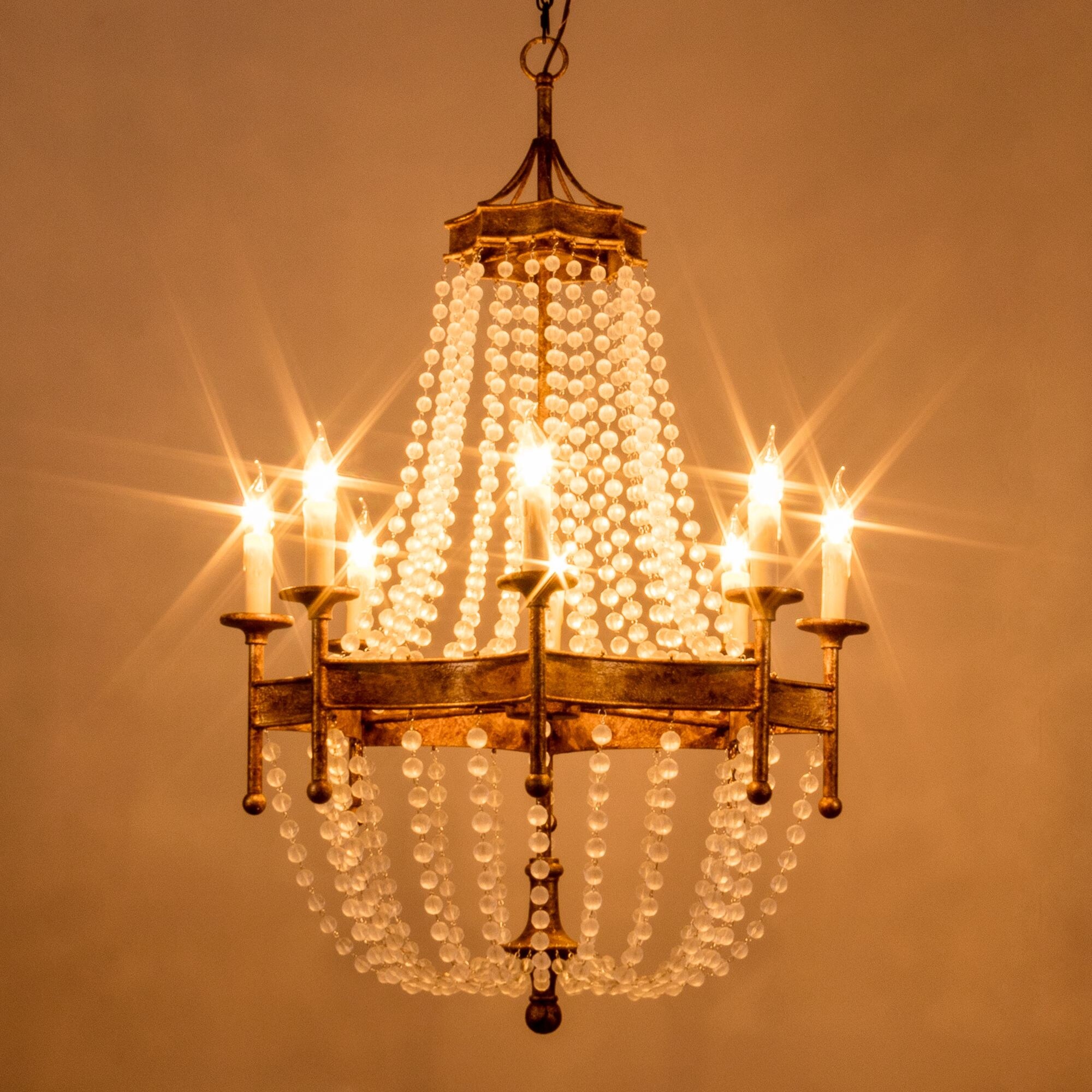 8-Light Rustic Gold Candle Style Empire Chandelier - On Sale