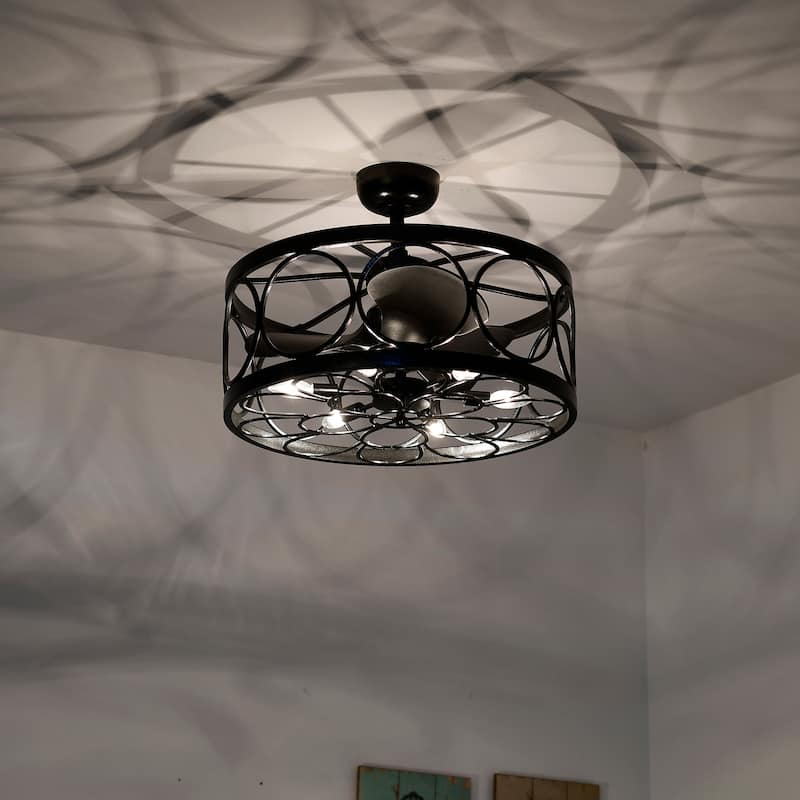Sultan 24-inch Gunmetal Black 6 Lights 3 Blades Lighted Ceiling Fan with Remote