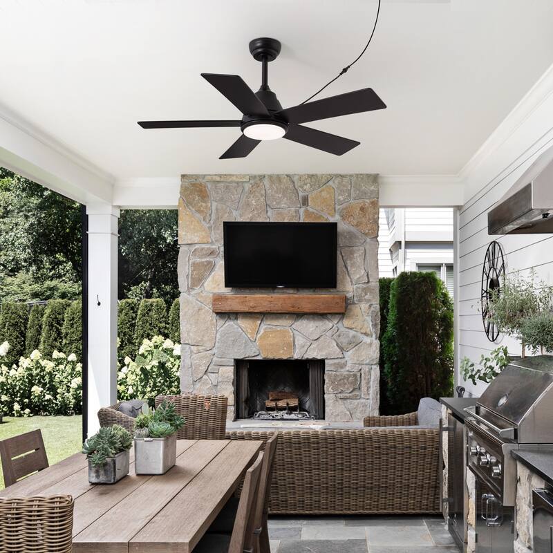 42 Inch Farmhouse Waterproof Dimmable Ceiling Fans with Lights and Remote - 42''