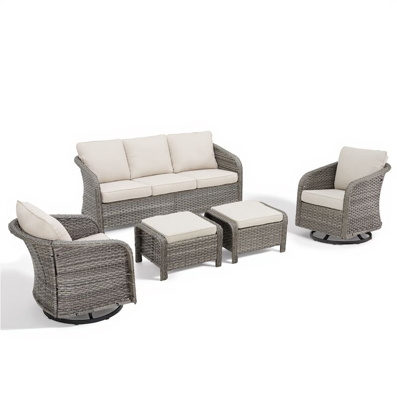 Pocassy Outdoor Patio Wicker Sofa Chair Furniture Set