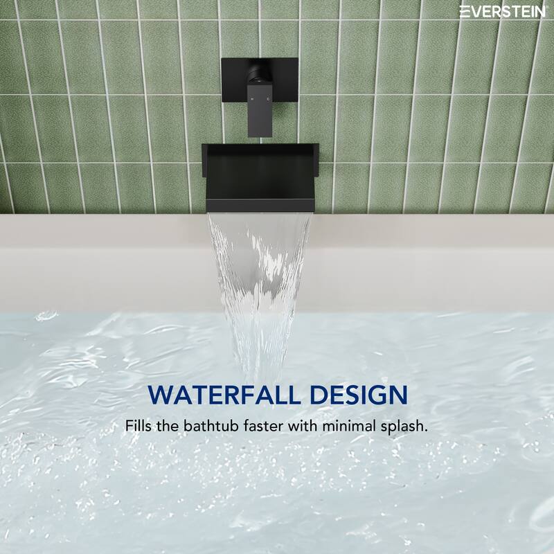 Single Handle Stainless Steel Wall Mount Waterfall Bathtub Faucet