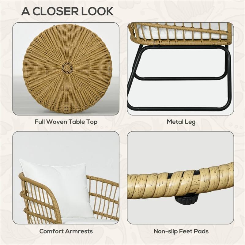 5-Piece Outdoor Patio Conversation Set with PE Rattan, Cushions & Dual Coffee Tables