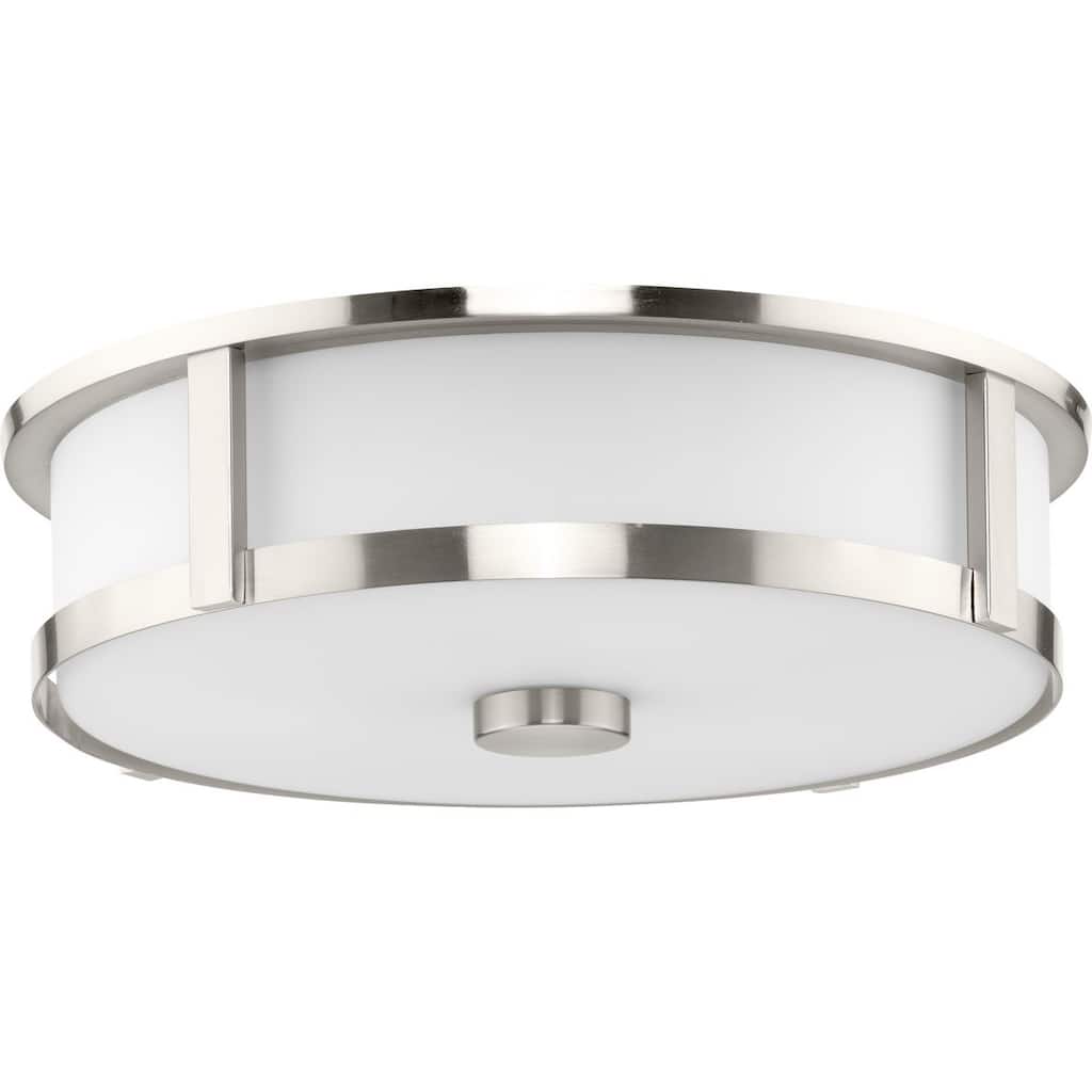 Gilliam Collection Three-Light Brushed Nickel New Traditional Flush Mount - 16.12 in x 16.12 in x 4.37 in